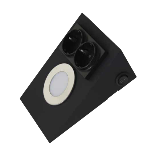 2,5 W LED'li Prizli, Tezgah Altı Armatür (Siyah)